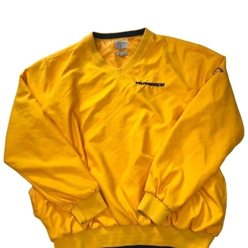 Vintage Calloway Men M Yellow Hummer Pullover Lined Windbreaker Shirt Jacket